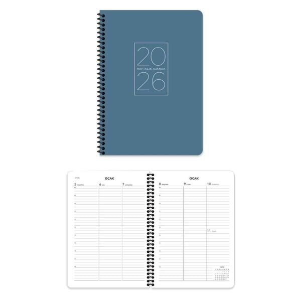 Keskin 2026 17x24 Spiralli Mavi Haftalık Ajanda 600165