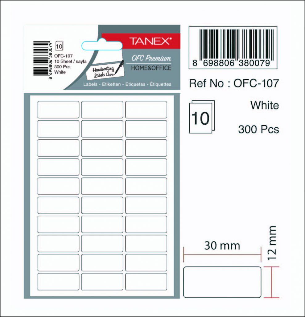 Tanex Ofis Etiketi Ofc-107 Beyaz