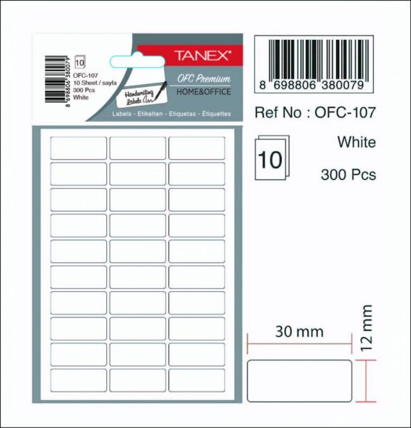 Tanex Ofis Etiketi Ofc-107 Beyaz
