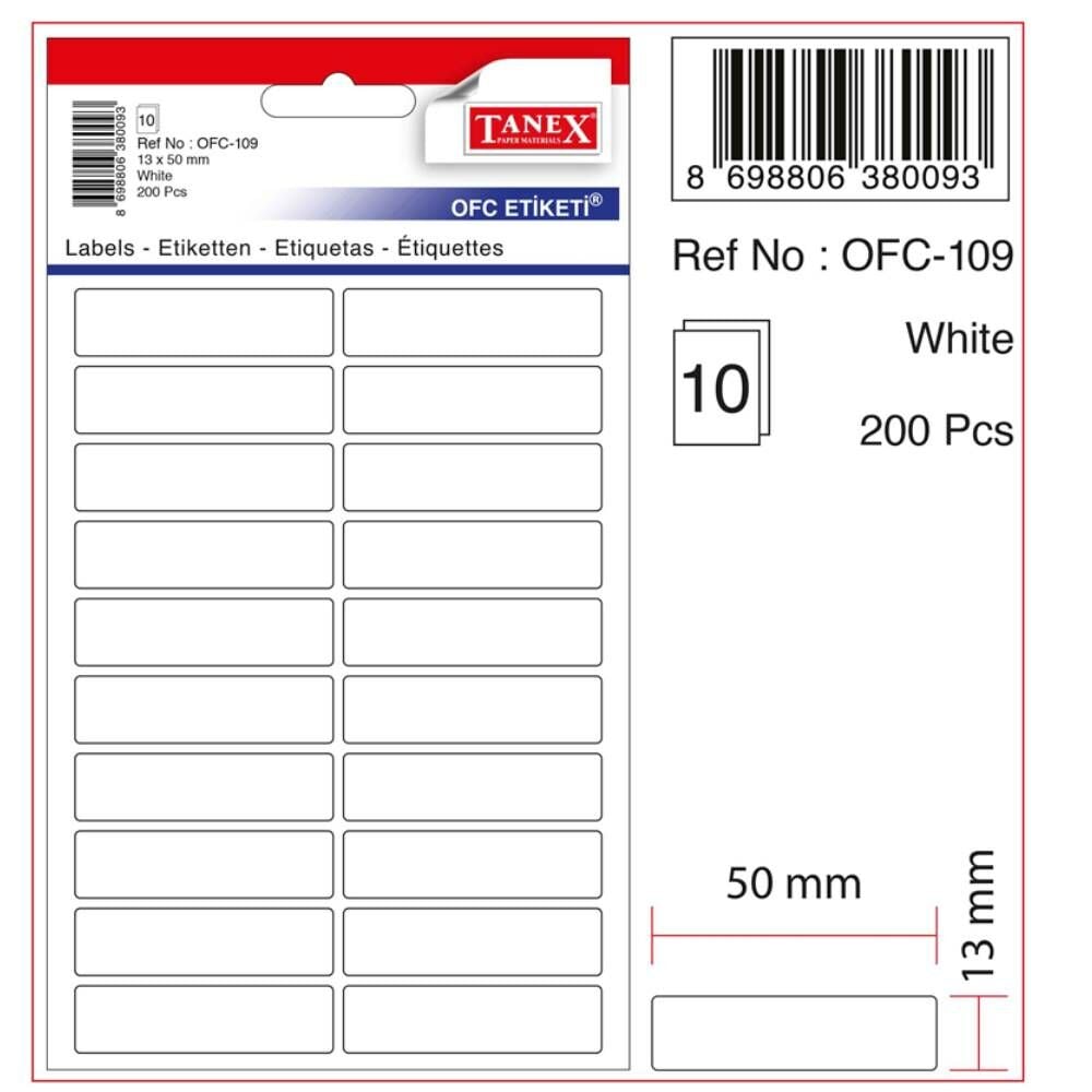 Tanex Ofis Etiketi Ofc-109 Beyaz