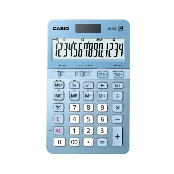 Casio JS-40B-BU Mavi Profesyonel 14 Hane Masa Üstü Hesap Makinesi