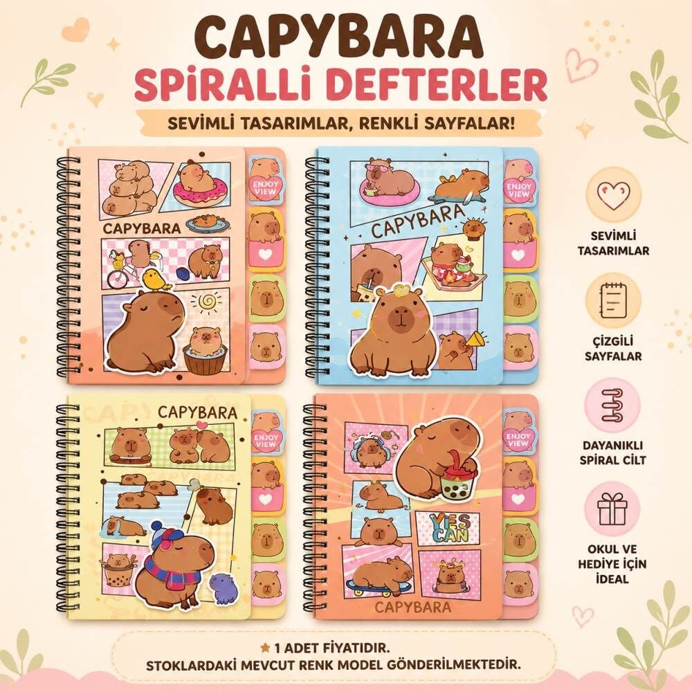 Capybara A7 Seperatörlü Spiralli Not Defteri