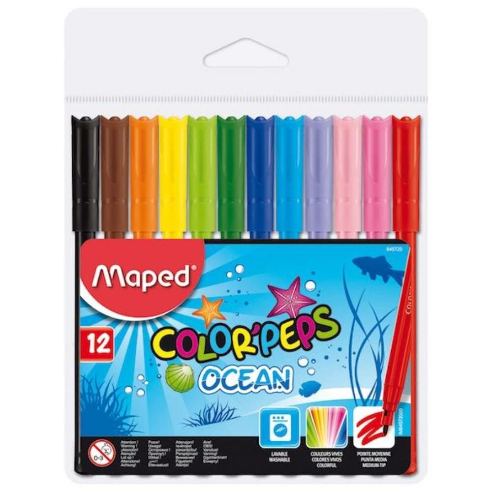 Maped Keçeli Kalem Color'peps Ocean 12 Li Plastik Poşet 845720