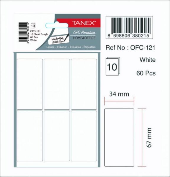 Tanex Ofis Etiketi Ofc-121 Beyaz