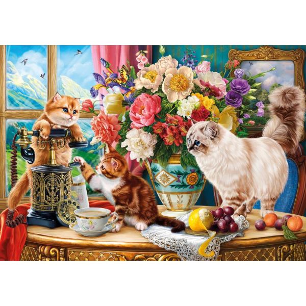 Familiy Cats Near The Window 1000 Parça Puzzle 20794