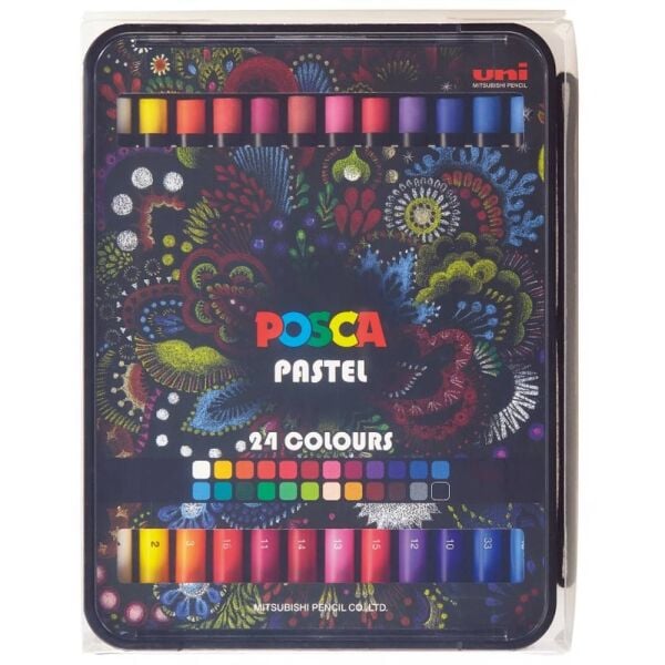 Uni Pastel Boya Posca 24 Lü Kalem Kutu Set Kpa-100/24C