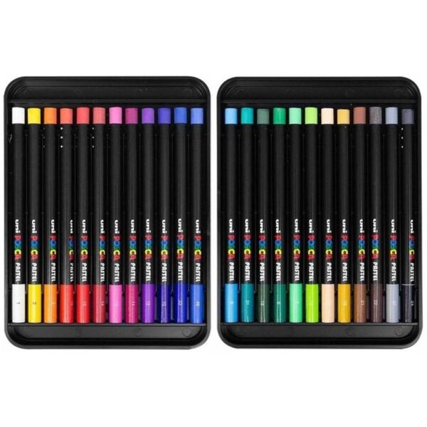 Uni Pastel Boya Posca 24 Lü Kalem Kutu Set Kpa-100/24C