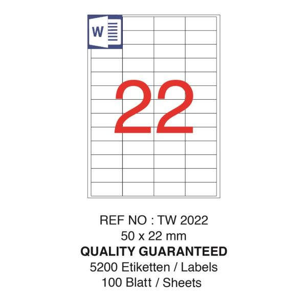 Tanex Laser Etiket Tw-2022 50 X 22 Mm 100 Lü