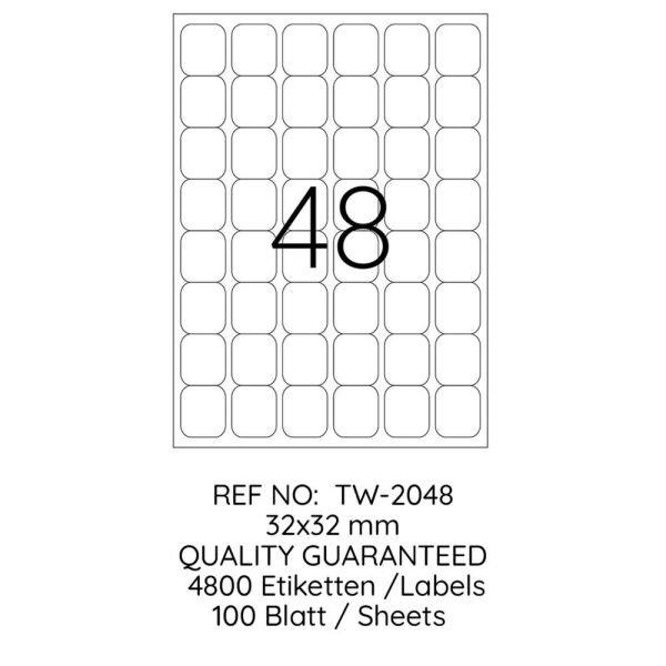 Tanex Laser Etiket Tw-2048 32 X 32 Mm 100 Lü