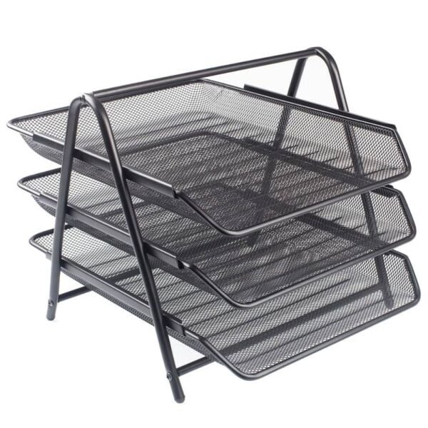 Kraf Perfore Evrak Rafı Metal 3 Katlı 460G Siyah