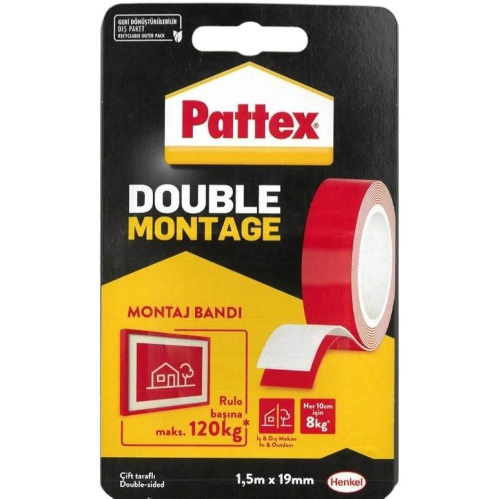 Pattex Çift Taraflı Montaj Bandı 19 mm x 1.50 mt 1483609-2928444