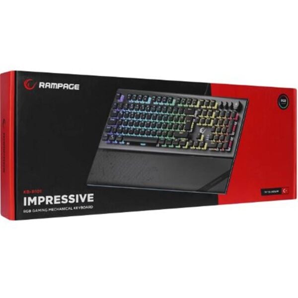 Rampage KB-R101 IMPRESSIVE Gri-Siyah USB RGB Aydınlatmalı İnce Tasarım Red Switch Oyuncu Klavyesi
