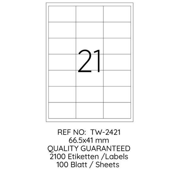 Tanex Laser Etiket Tw-2421 66.5 X 41 Mm 100 Lü
