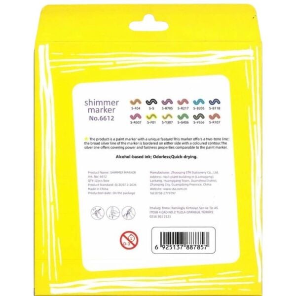 Graphmaster 6612 Shimmer Işıltılı Marker Kalem Seti 12'li