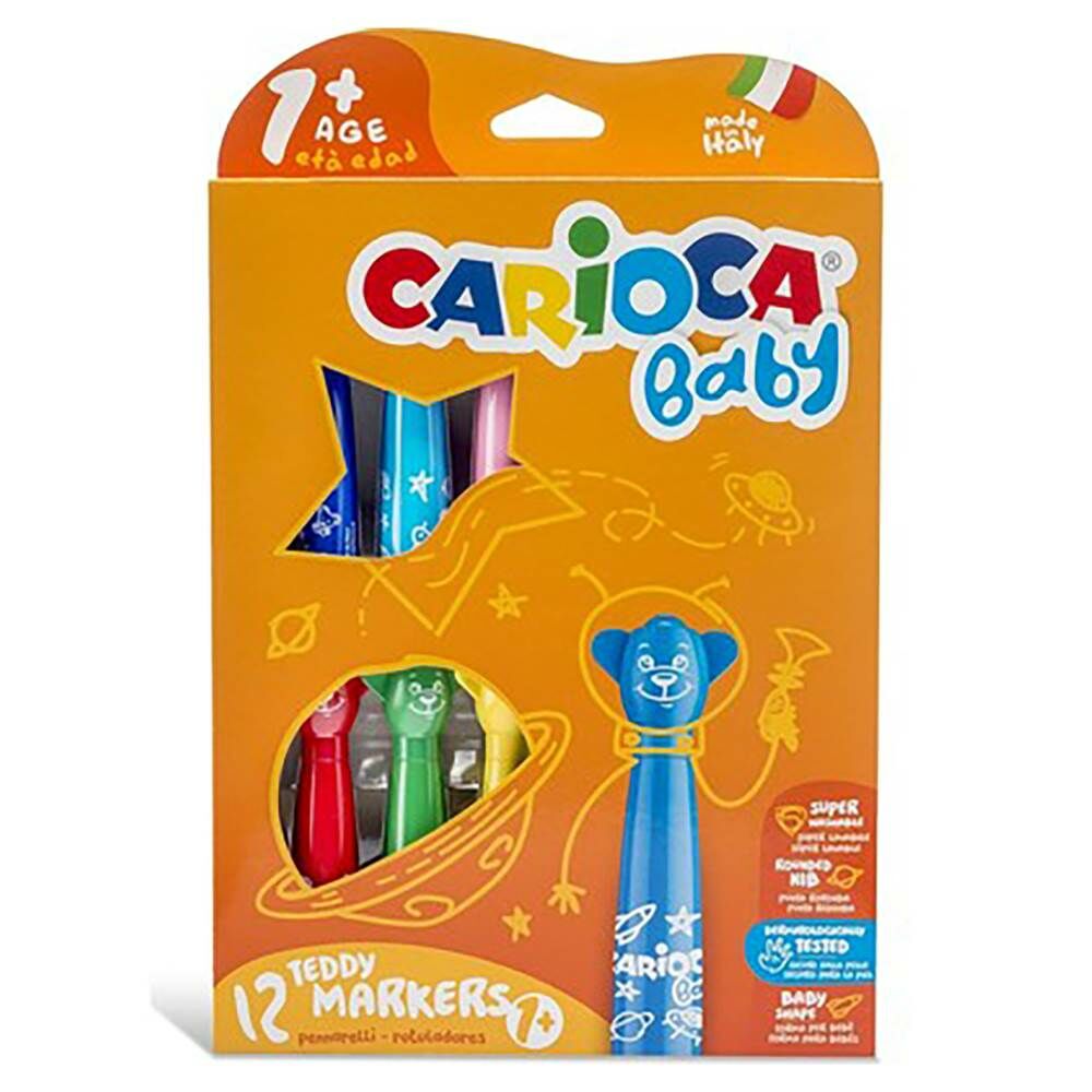 Carioca 42816 Teddy Yıkanabilir Jumbo 12 Renk Keçeli Kalem