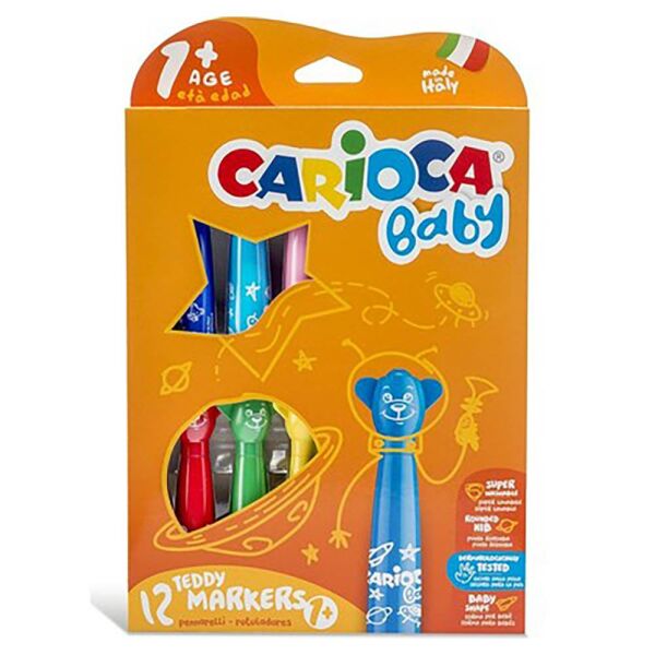 Carioca Teddy Jumbo Bebek Süper Yıkabilir Keçeli Kalem 12 Renk 1+ Yaş 42816