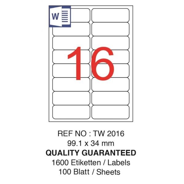 Tanex Laser Etiket Tw-2016 99.1 X 34 Mm ( 16 ) 100 Lü