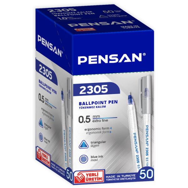 Pensan Tükenmez Kalem Üçgen 0.5 2305 Mavi