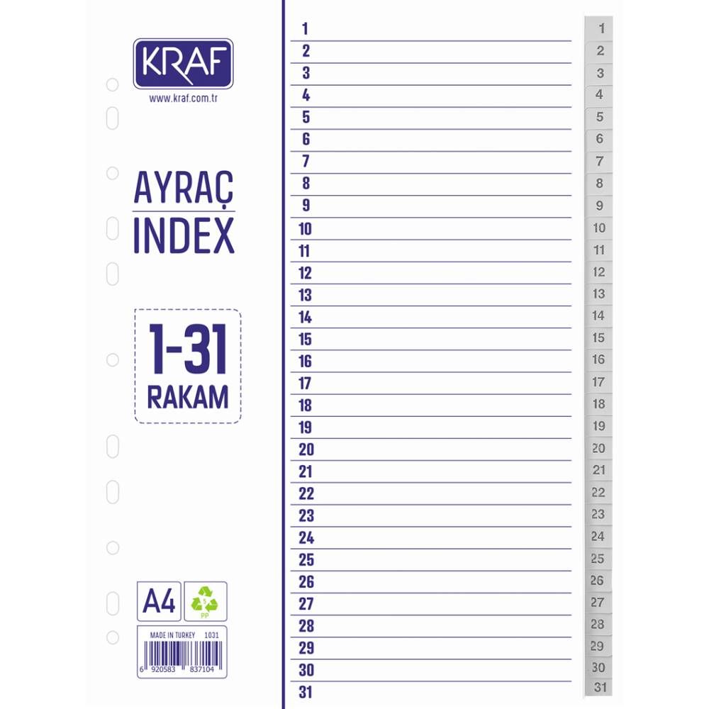 Kraf Seperatör 1031 1-31 Rakam