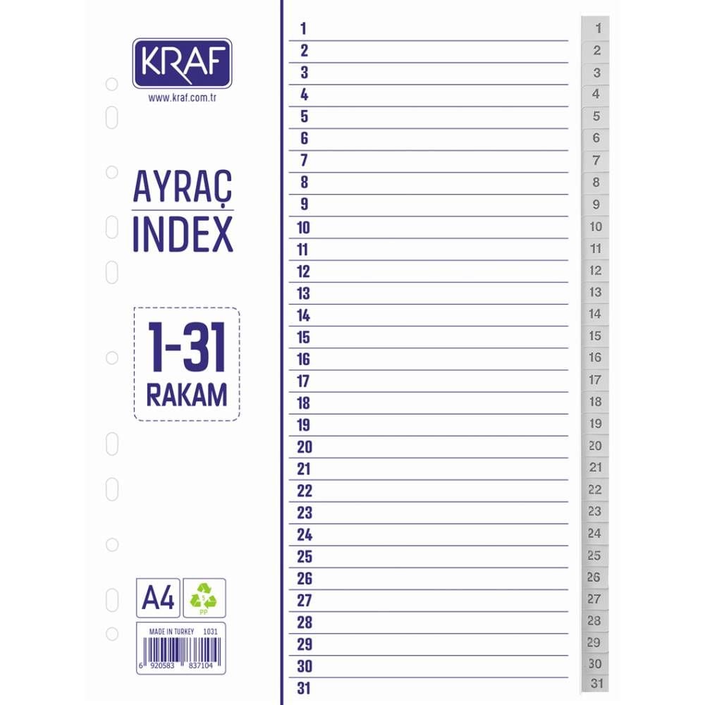 Kraf Seperatör 1031 1-31 Rakam