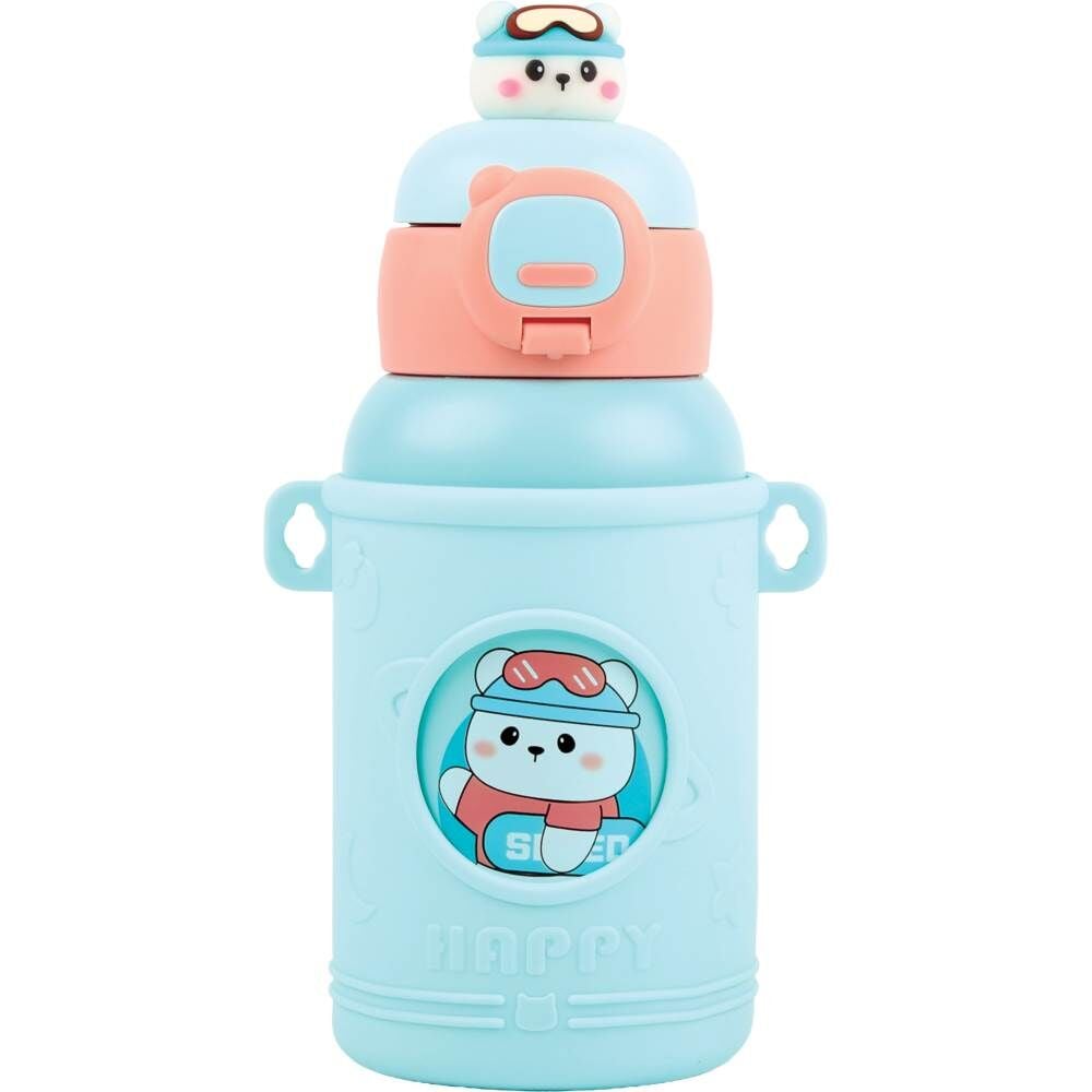 Noki Kids 460 ml Pipetli Mavi Çelik Matara 0149-130