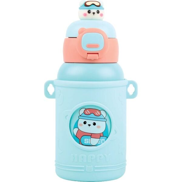Noki Kids 460 ml Pipetli Mavi Çelik Matara 0149-130