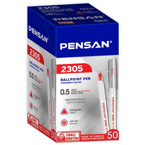 Pensan Tükenmez Kalem Üçgen 0.5 2305 Kırmızı