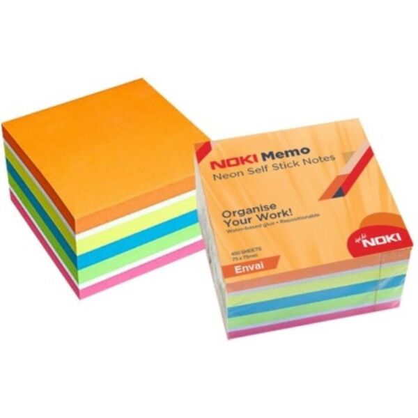 Noki Memo Yapışkanlı Küp Not 75X75 450 Yp 12014-33 Neon Envai