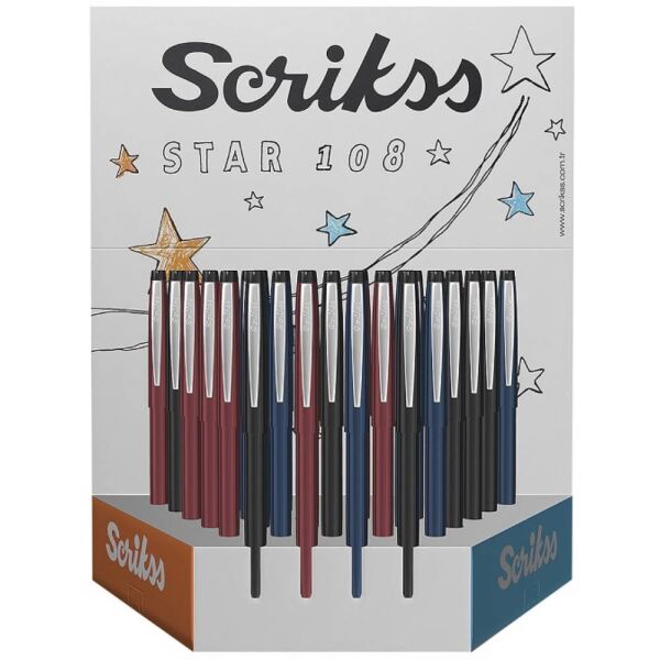 Scrıkss Tükenmez Kalem F108 Star 36 Lı Stand
