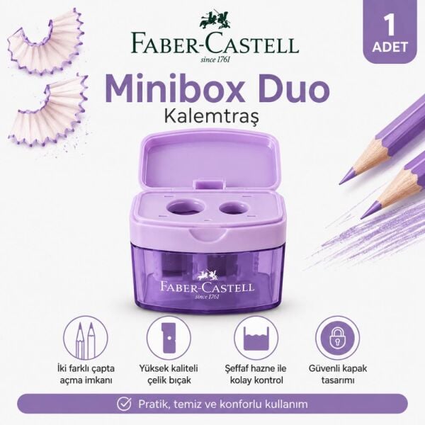 Faber Castell Minibox Duo Pastel 2 Bıçaklı Kalemtraş 382902