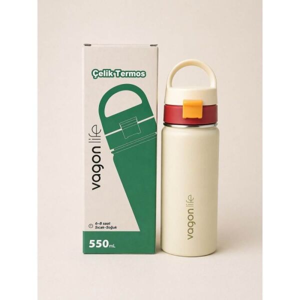 Vagonlife 1110 550 ml Ekru Çelik Termos Matara