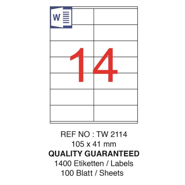 Tanex Laser Etiket Tw-2114 105 X 41 Mm ( 14 ) 100 Lü