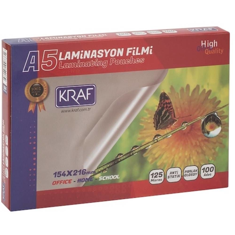 Kraf Laminasyon Filmi Parlak A5 125 Mic. 100 Lü 2125