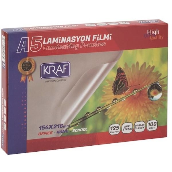 Kraf Laminasyon Filmi Parlak A5 125 Mic. 100 Lü 2125