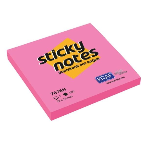Kraf Yapışkanlı Not Kağıdı 76X76 Neon Pembe 7676N-Pk