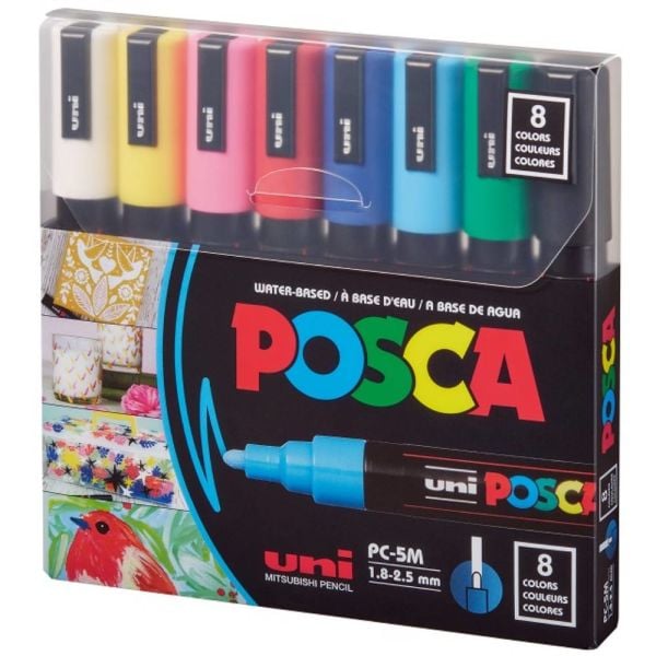 Uni Poster Markörü Posca Set Pc-5M/8C 1.8-2.5 Ana Renk 8 Li