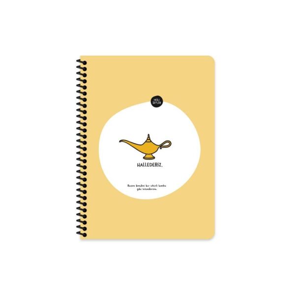 Hisli Şeyler 16.5x22.5 80 Yaprak Kareli Stickerli Spiralli Defter Hallederiz