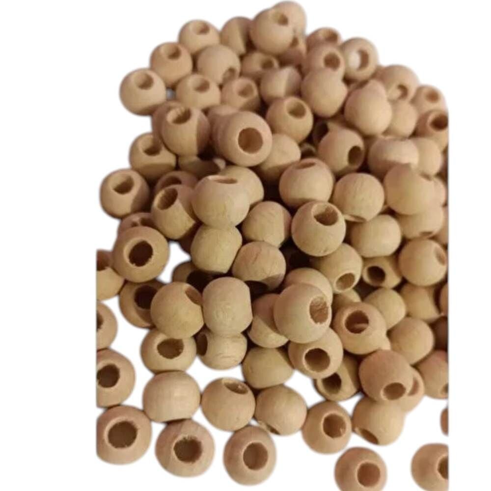 Esmay Ahşap 18 mm Yuvarlak Krem Boncuk