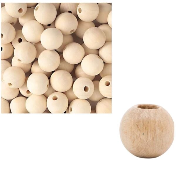 Esmay Ahşap 18 mm Yuvarlak Krem Boncuk