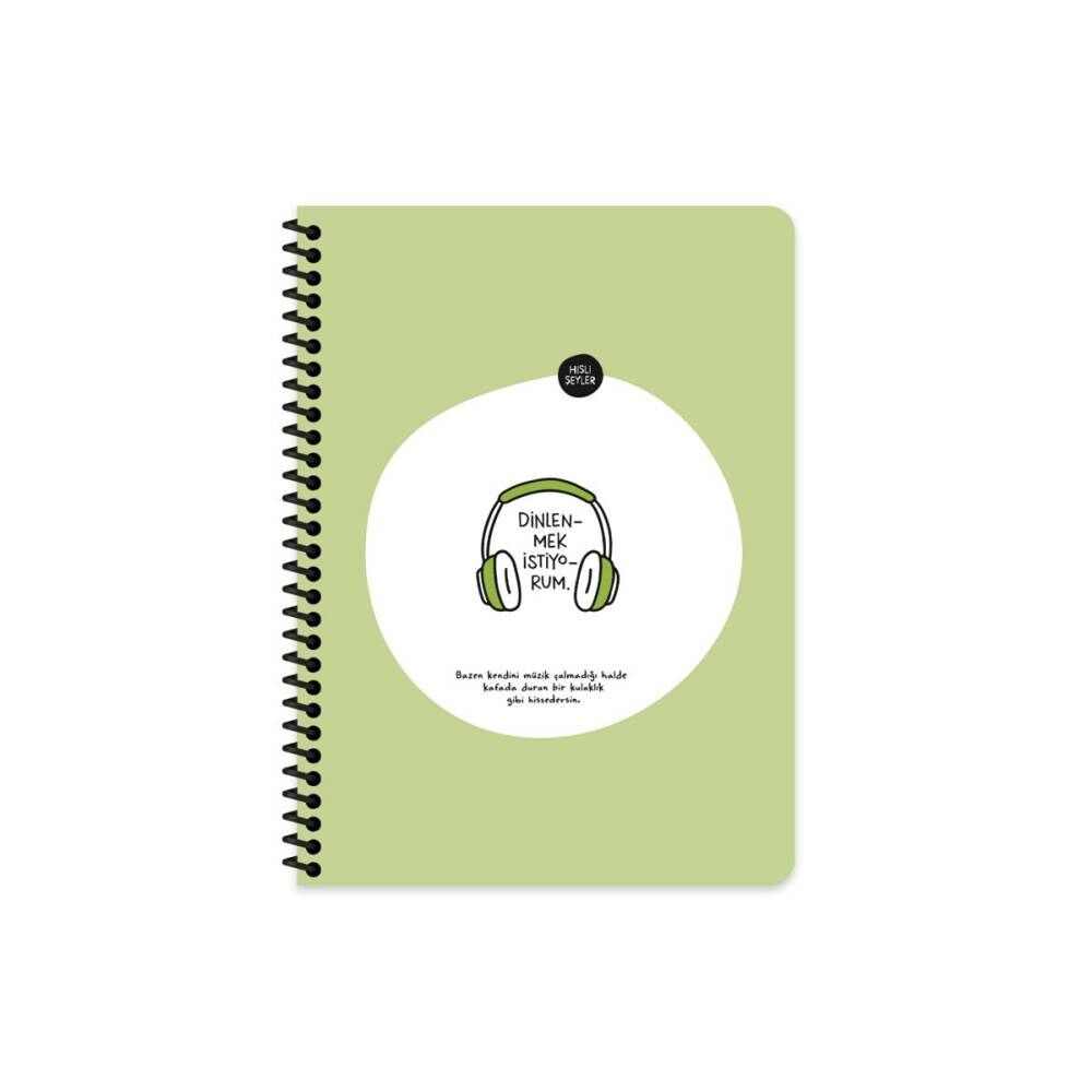 Hisli Şeyler 16.5x22.5 80 Yaprak Kareli Stickerli Spiralli Defter Dinlenmek İstiyorum