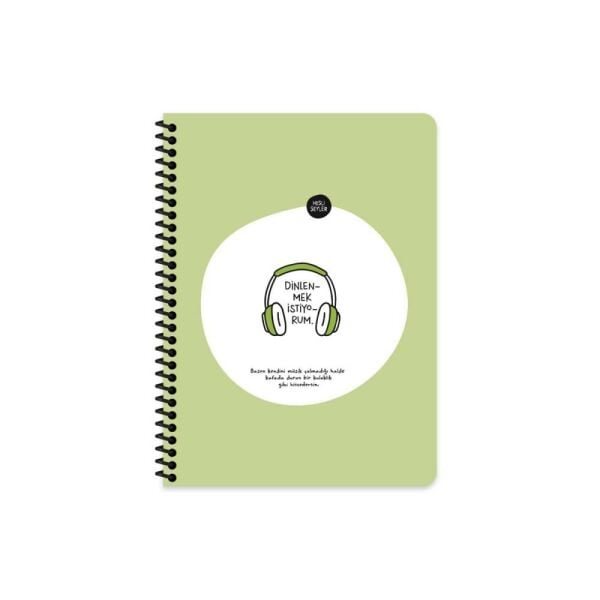 Hisli Şeyler 16.5x22.5 80 Yaprak Kareli Stickerli Spiralli Defter Dinlenmek İstiyorum
