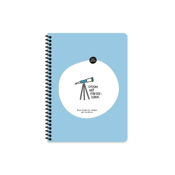 Hisli Şeyler 16.5x22.5 80 Yaprak Kareli Stickerli Spiralli Defter Gözüm Yükseklerde