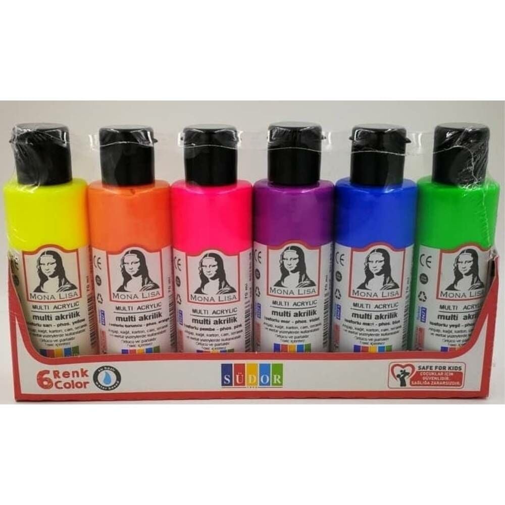 Südor Akrilik Boya Set Multi 70Ml Fosforlu 6Lı Sd1006f