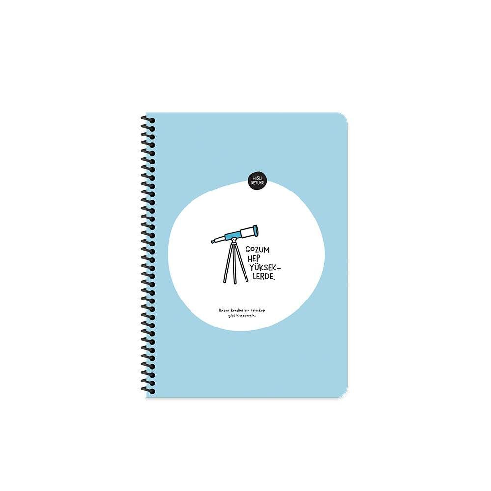 Hisli Şeyler 16.5x22.5 80 Yaprak Çizgili Stickerli Spiralli Defter Gözüm Yükseklerde
