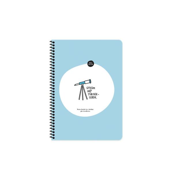 Hisli Şeyler 16.5x22.5 80 Yaprak Çizgili Stickerli Spiralli Defter Gözüm Yükseklerde