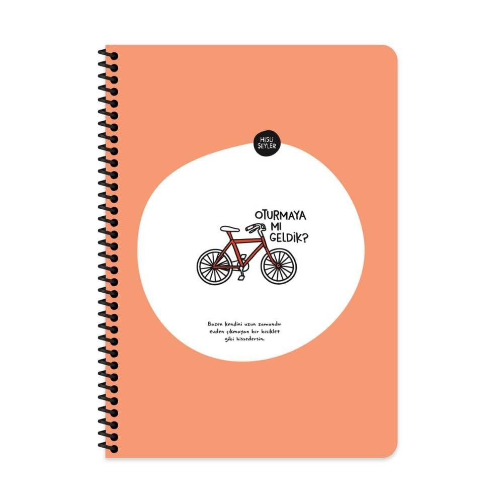 Hisli Şeyler A4 80 Yaprak Kareli Stickerli Spiralli Defter Oturmaya mı Geldik
