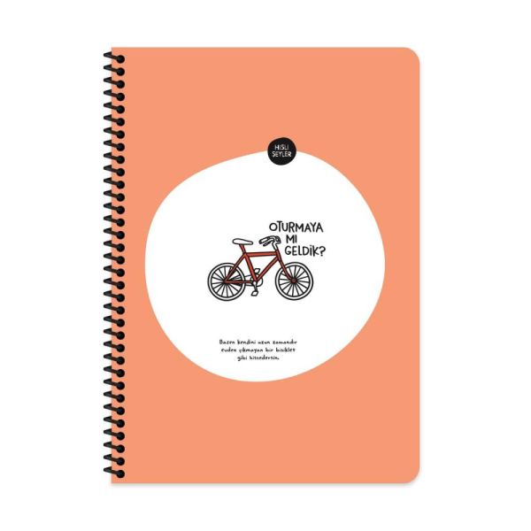 Hisli Şeyler A4 80 Yaprak Kareli Stickerli Spiralli Defter Oturmaya mı Geldik