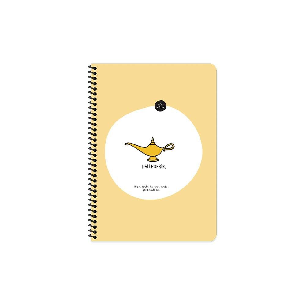Hisli Şeyler 16.5x22.5 80 Yaprak Çizgili Stickerli Spiralli Defter Hallederiz