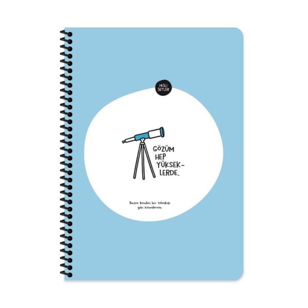Hisli Şeyler A4 80 Yaprak Kareli Stickerli Spiralli Defter Gözüm Yükseklerde