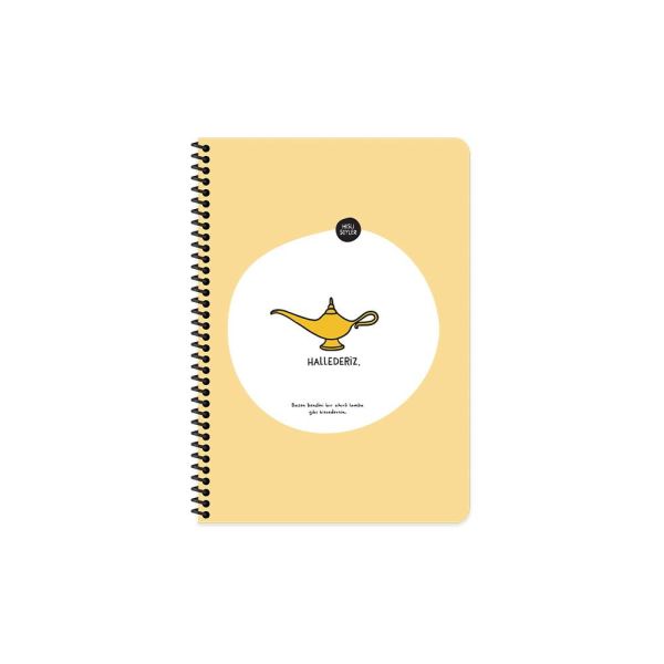 Hisli Şeyler A4 80 Yaprak Çizgili Stickerli Spiralli Defter Hallederiz